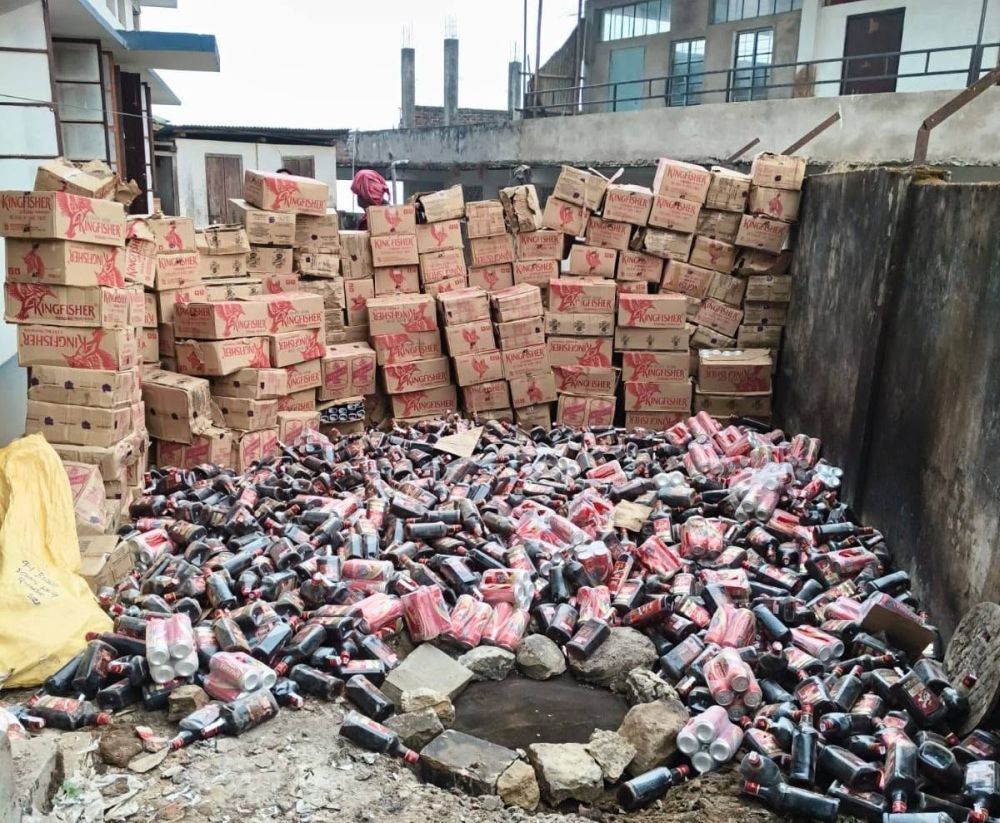 A huge consignment of illicit liquor. (Photo Courtesy: Mokokchung Police File Photo)